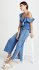 Tuta in denim con balza