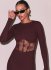 Abito con pizzo bordeaux