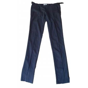 Pantaloni sigaretta blu gessato