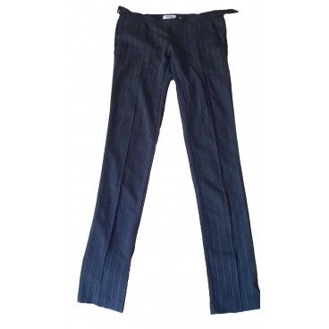 Pantaloni sigaretta blu gessato