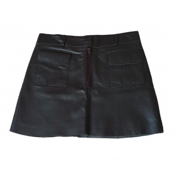 Gonna vita bassa in pelle nera 