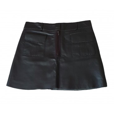 Gonna vita bassa in pelle nera 