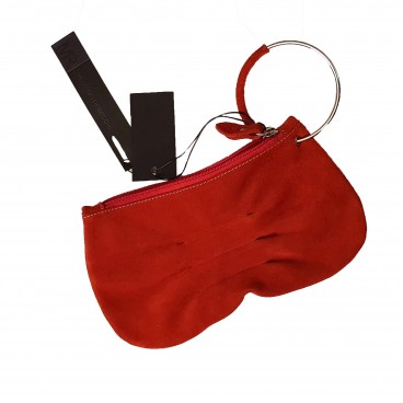 Pochette rossa in pelle scamosciata 