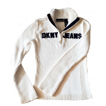 Maglia in cotone bianco con zip 
