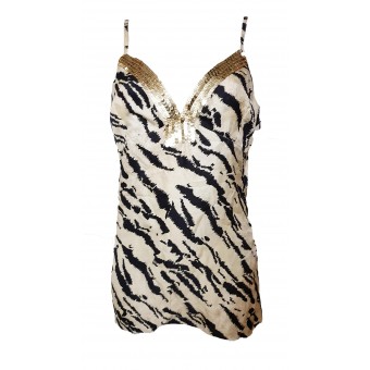 Top animalier con paillettes 