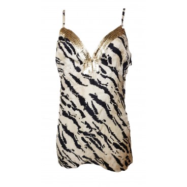 Top animalier con paillettes 