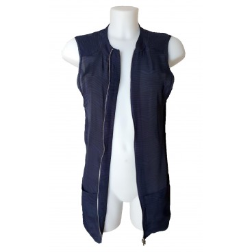 Gilet blu zebrato zip