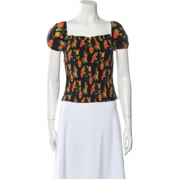 Top arricciato in cotone