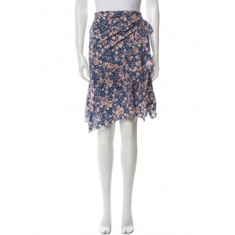 Gonna midi in seta floreale blue