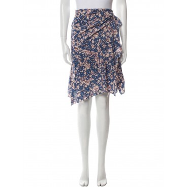Gonna midi in seta floreale blue