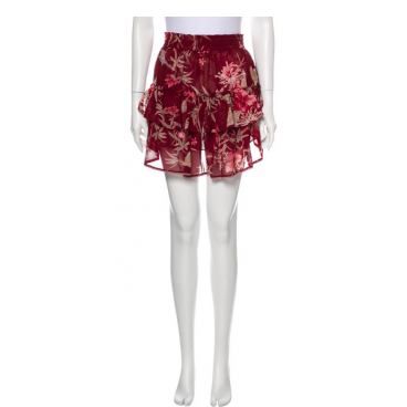 Gonna rossa a fiori con balze