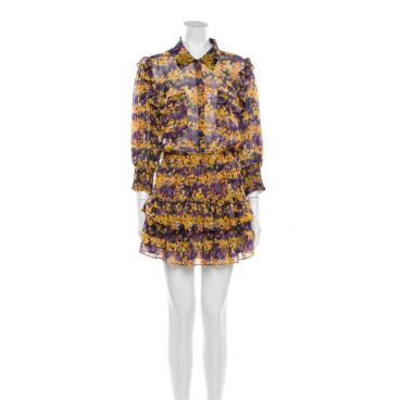 Abito corto con ruches a fiori