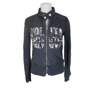 Giacca blu con zip e logo Giacca blu con zip e logo