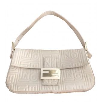 Baguette in pelle trapuntata logo bianca 