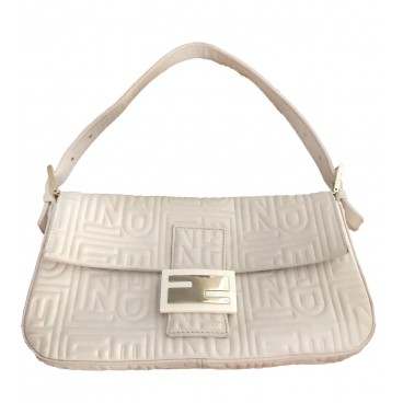 Baguette in pelle trapuntata logo bianca 