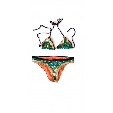 Bikini verde e oro a triangolo