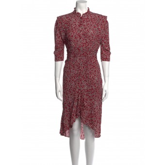 Abito midi floreale rosso
