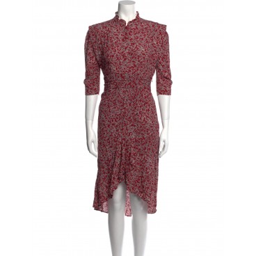 Abito midi floreale rosso