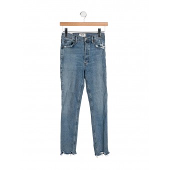 Jeans sfrangiato a vita alta