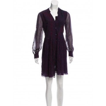 Abito camicia in seta blu
