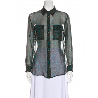 Camicia verde animalier in seta