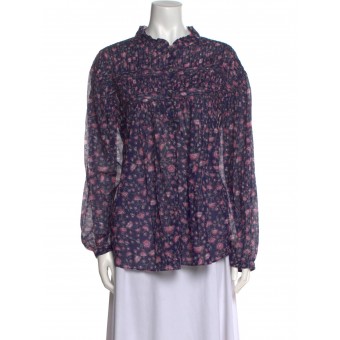Blusa in cotone a fiori blue