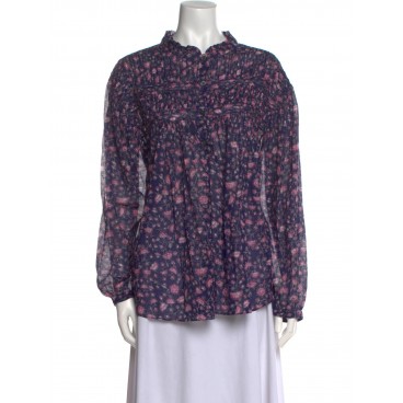Blusa in cotone a fiori blue
