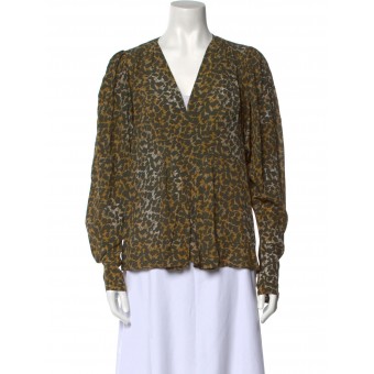 Blusa con stampa geo bronzo