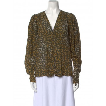Blusa con stampa geo bronzo