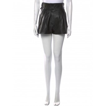 Shorts in pelle plissè