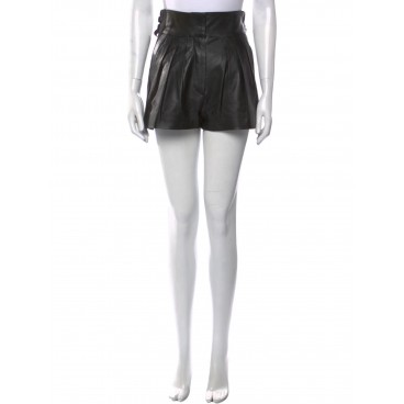 Shorts in pelle plissè