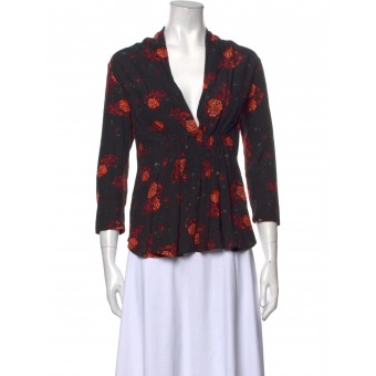 Top a fiori con scollo a V