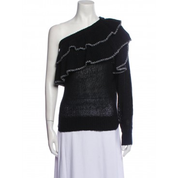 Maglia monospalla con balze