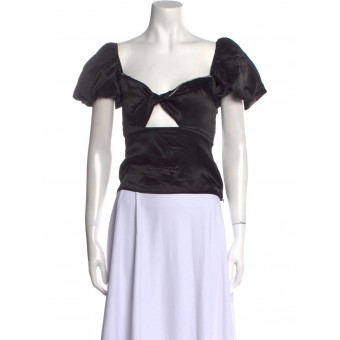 Top satinato con strass