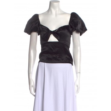 Top satinato con strass