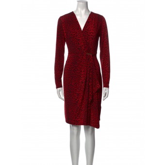 Abito midi leopardato rosso