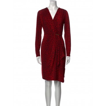 Abito midi leopardato rosso