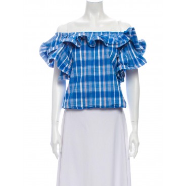 Top azzurro con spalle scoperte