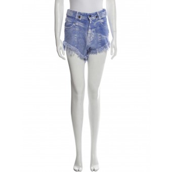 Shorts in denim sfrangiato