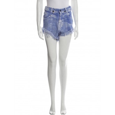 Shorts in denim sfrangiato