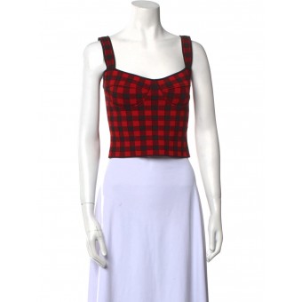 Top plaid a corsetto