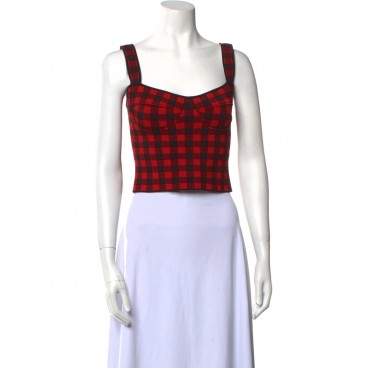 Top plaid a corsetto