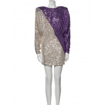 Abito in paillettes viola e avorio