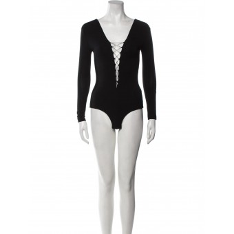 Body nero con lacci