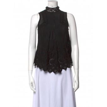Top smanicato con pizzo