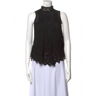 Top smanicato con pizzo