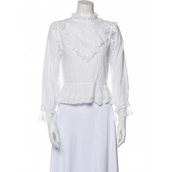Blusa in cotone con pizzo