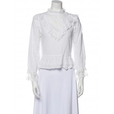 Blusa in cotone con pizzo