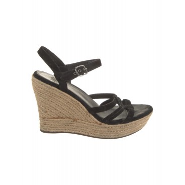 Sandali con zeppa in camoscio