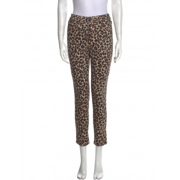 Pantaloni leopardo a vita alta